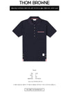 Men's Three Stripes Pocket Mercerized Short Sleeve Polo Shirt Navy - THOM BROWNE - BALAAN 3