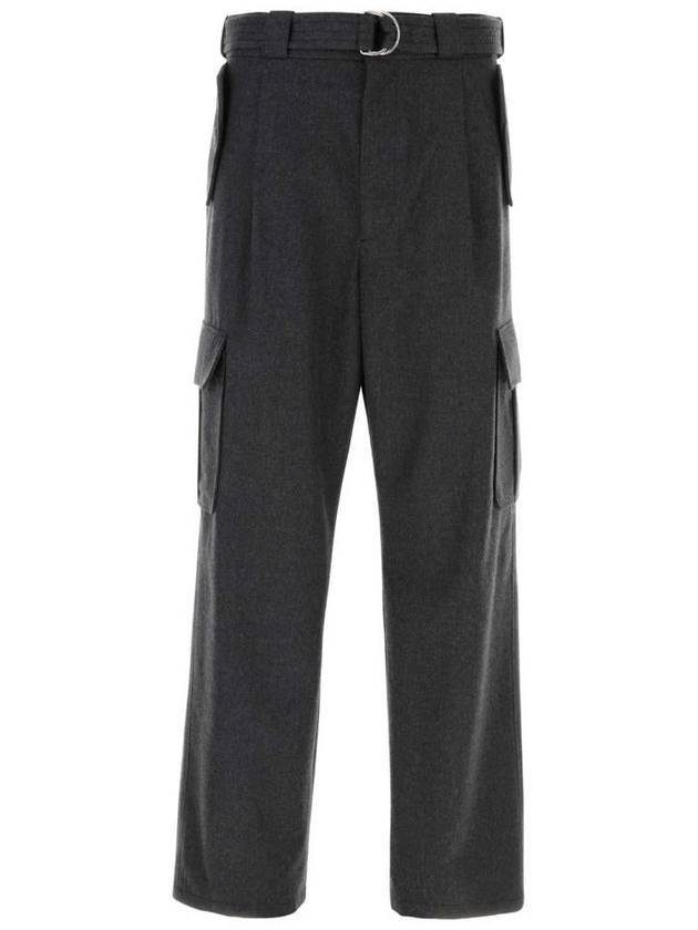 Cargo pocket wool straight pants slate gray - PRADA - BALAAN 1