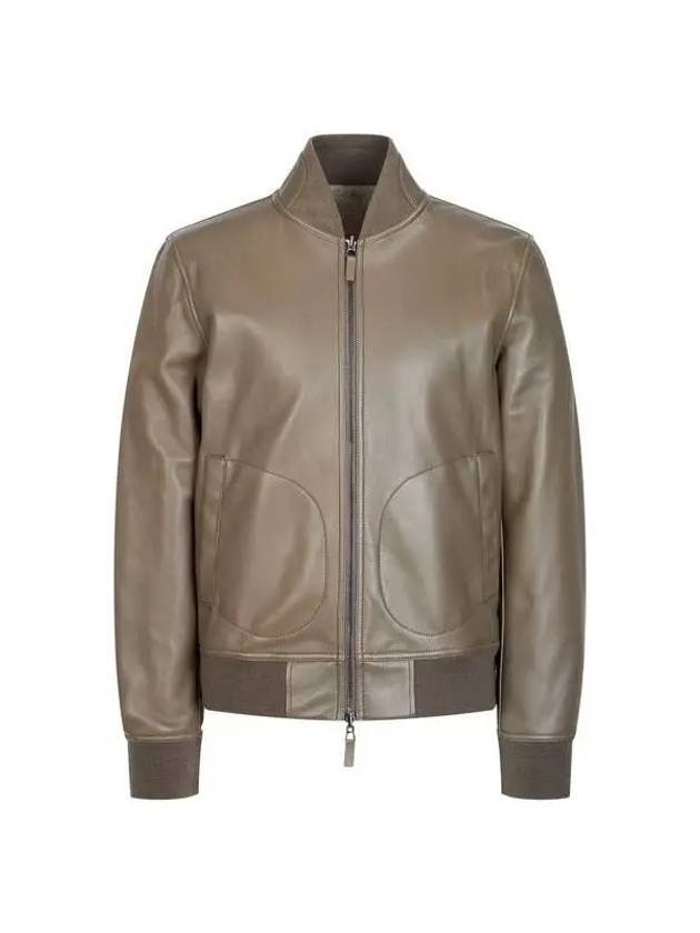 Men s Reversible Zip up Leather Jacket Dark Khaki 271567 - EMPORIO ARMANI - BALAAN 1