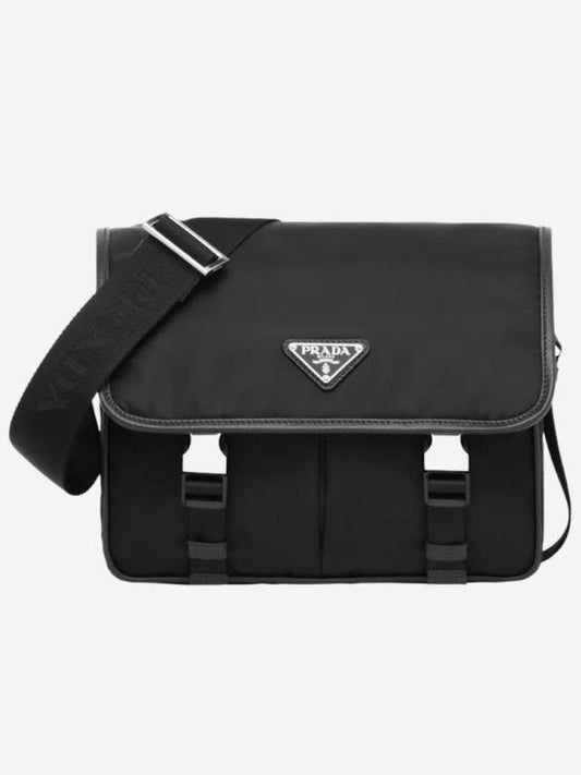 Re-Nylon Saffiano Leather Shoulder Bag Black - PRADA - BALAAN 1