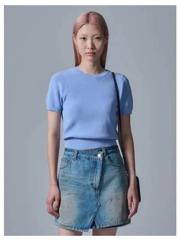 Short sleeve pullover knit sky blue domestic product GM0024060337425 - JUUN.J - BALAAN 1