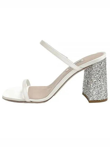 Sequin Sandals Heel White - MIU MIU - BALAAN 1