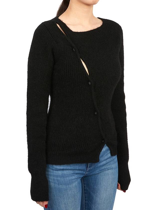 La Maille Pau Asymmetric Cardigan Black - JACQUEMUS - BALAAN 4