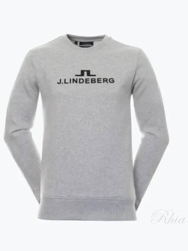 Men's Alpha Crew Neck Hoodie Light Grey Melange - J.LINDEBERG - BALAAN 2