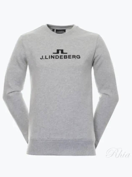 Men's Alpha Crew Neck Hoodie Light Grey Melange - J.LINDEBERG - BALAAN 2