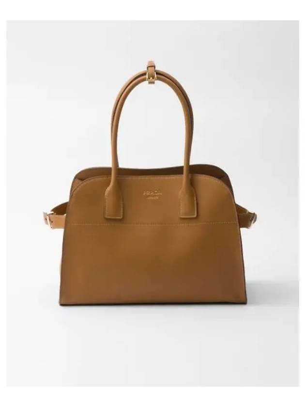 Medium Leather Tote Bag Caramel - PRADA - BALAAN 2