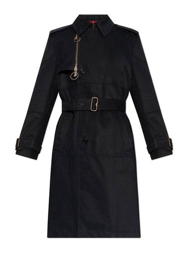 Long Cotton Nylon Trench Coat Black - BURBERRY - BALAAN 1