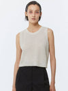 WOOL ROUND SQUARE SLEEVELESS TOP IVORY - KIMDOH - BALAAN 1