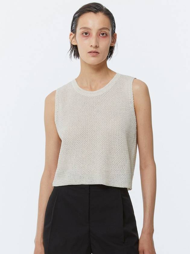 WOOL ROUND SQUARE SLEEVELESS TOP IVORY - KIMDOH - BALAAN 1