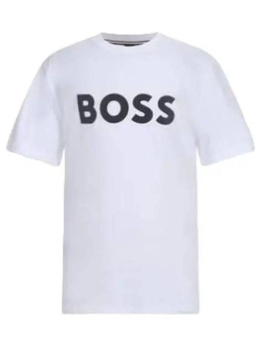 Boss Flock Logo Regular Fit Short Sleeve T Shirt Tee - HUGO BOSS - BALAAN 1