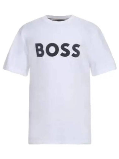 Boss Flock Logo Regular Fit Short Sleeve T Shirt - HUGO BOSS - BALAAN 1