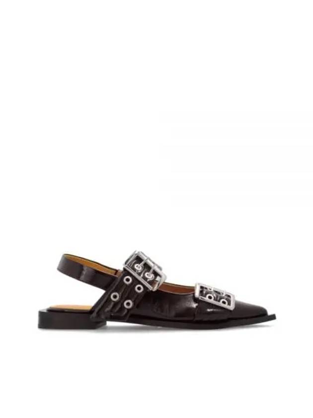 Feminine Buckle Slingback Strap Flat Burgundy - GANNI - BALAAN 2