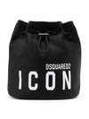 Women's Icon Print Nylon Bucket Bag Black - DSQUARED2 - BALAAN.