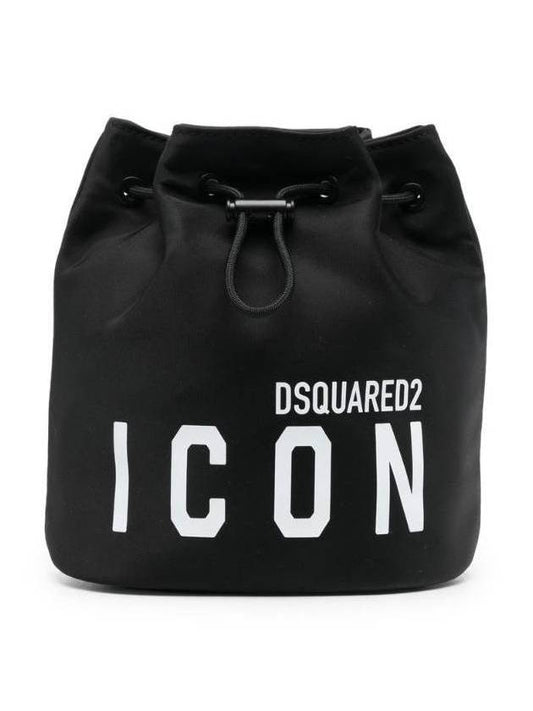 Women's Icon Print Nylon Bucket Bag Black - DSQUARED2 - BALAAN.