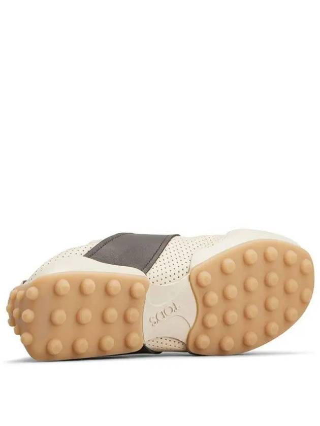 Logo Applique Leather Low Top Sneakers Beige - TOD'S - BALAAN 3