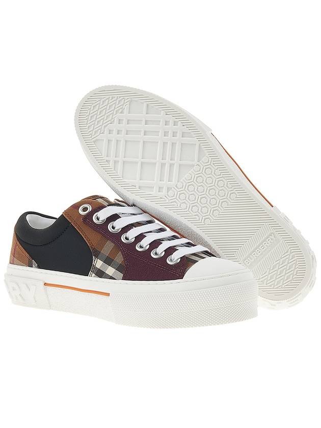 Vintage Check Cotton Neoprene Low Top Sneakers Dark Birch Brown - BURBERRY - BALAAN.