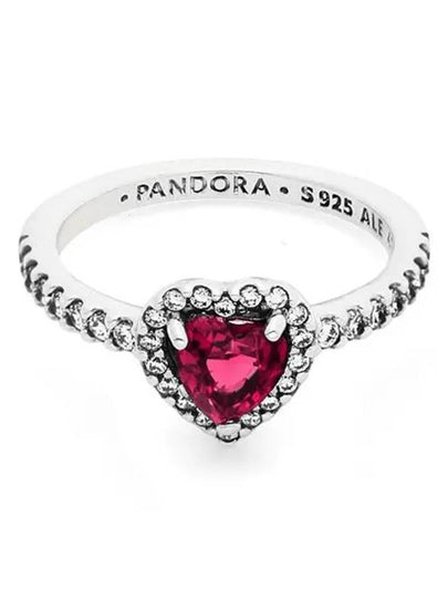 Elevated Heart Ring Red Silver - PANDORA - BALAAN 2