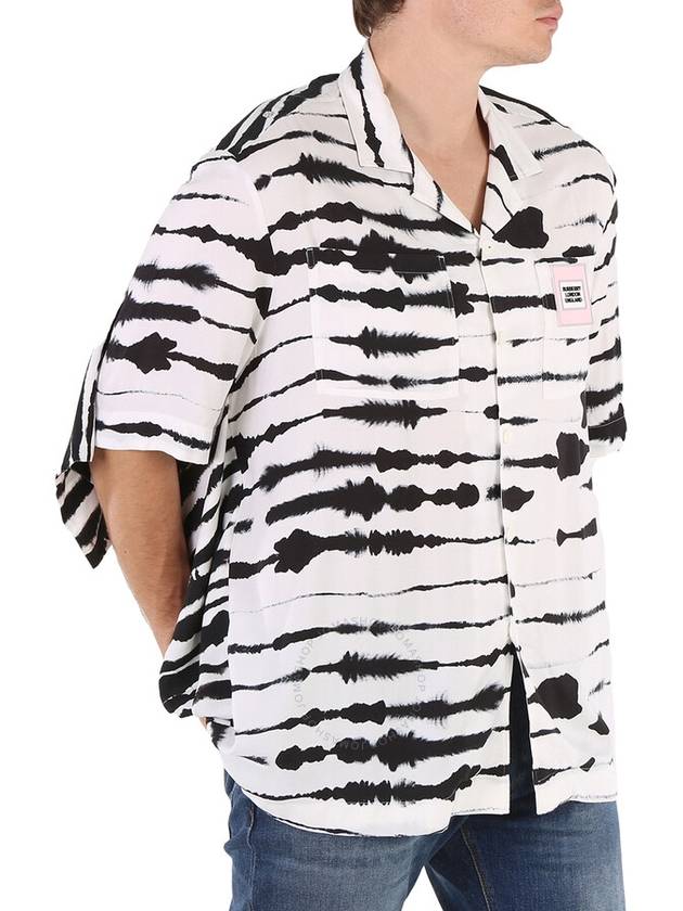 zebra print oversized vacation short sleeve shirt white black - BURBERRY - BALAAN 3