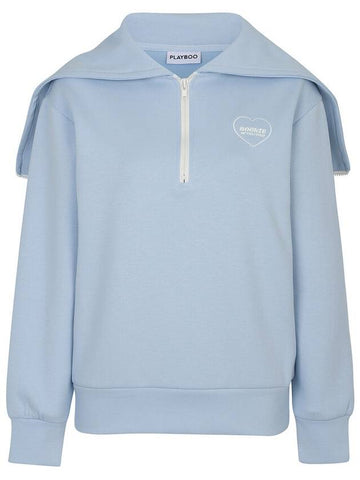 ROOKIE SAILOR COLLAR HOODED HALF-ZIP SWEATSHIRTSky Blue - PLAYBOO - BALAAN 1