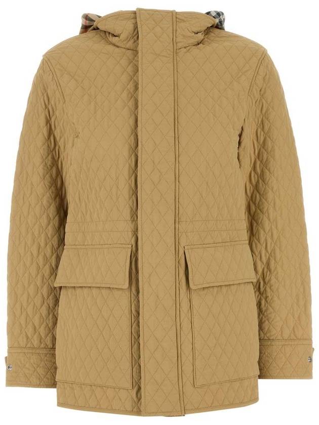 Check Hooded Quilted Jacket Beige - BURBERRY - BALAAN 6