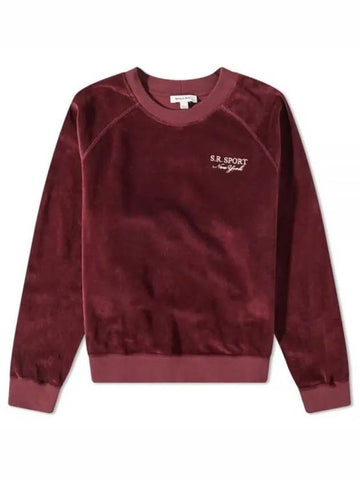 SR SPORT VELOUR CREWNECK MERLOT CR751 sports velor sweatshirt - SPORTY & RICH - BALAAN 1