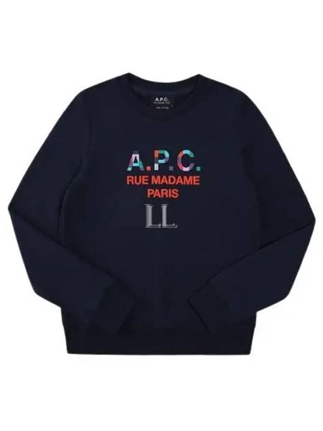 Women's Color Block Logo Sweat Sweatshirt Navy - A.P.C. - BALAAN 2