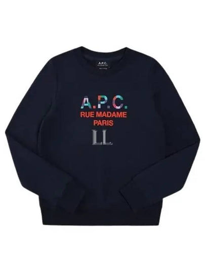 Women's Color Block Logo Sweat Sweatshirt Navy - A.P.C. - BALAAN 2