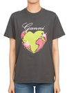 Women's Relax Heart Short Sleeve T-Shirt Volcanic Ash Grey - GANNI - BALAAN 4