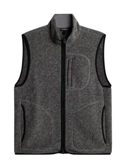 Men's Duncan Wool Fleece Vest Light Grey Melange - J.LINDEBERG - BALAAN 2