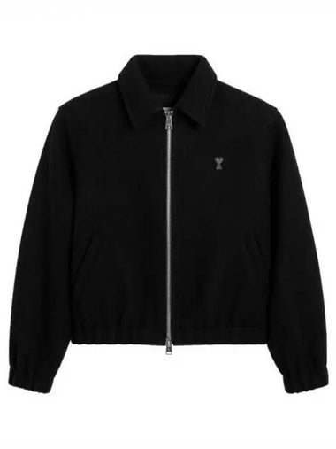 Ami heart logo wool zip up jacket - AMI - BALAAN 1