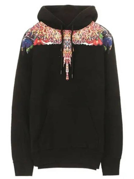 Wings Print Cotton Hoodie Black - MARCELO BURLON - BALAAN 2