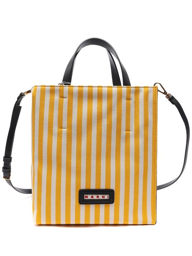 Logo Striped Tote Bag Yellow - MARNI - BALAAN 2