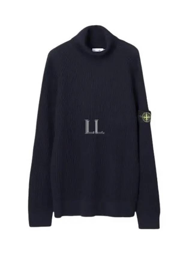 Men's Logo Patch Turtleneck Navy - STONE ISLAND - BALAAN 2