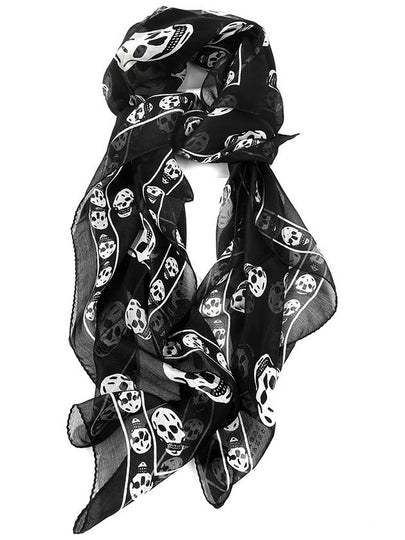 Skull Print Silk Scarf Black - ALEXANDER MCQUEEN - BALAAN 2