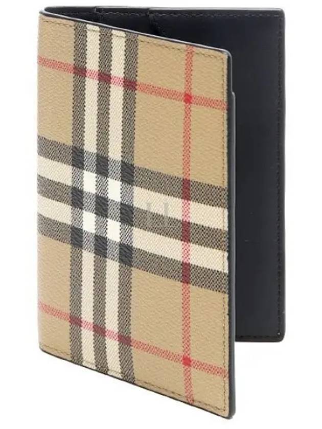 Checked Leather Passport Wallet Beige - BURBERRY - BALAAN 2