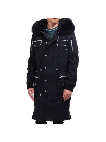 Raccoon Fur Parka Black - BALMAIN - BALAAN 1