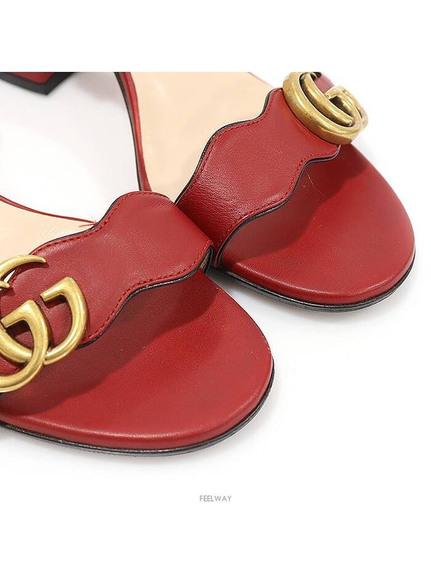 453379 Red leather gold plated GG Marmont middle heel women s sandals 37 - GUCCI - BALAAN 4