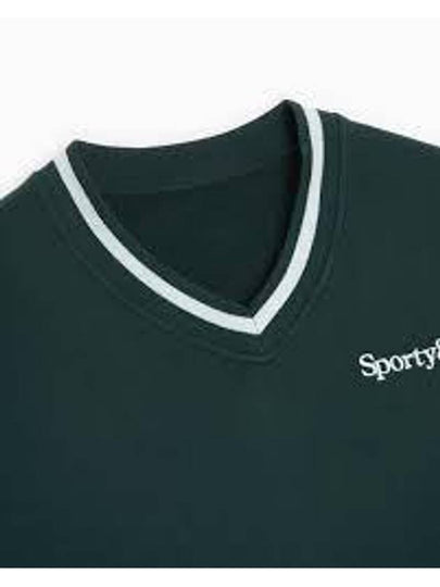 Serif Embroidered Logo V-Neck Sweatshirt Dark Green - SPORTY & RICH - BALAAN 2