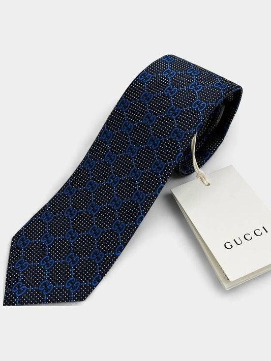 GG Diane slim silk tie sapphire blue 408865 - GUCCI - BALAAN 1