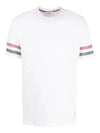 Textured Cotton Stripe Short Sleeve T-Shirt White - THOM BROWNE - BALAAN 2