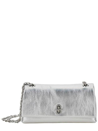 'The Dual Chain' Silver Colored Shoulder Bag With Logo Embossed On The Back In Leather Woman - MARC JACOBS - BALAAN 1