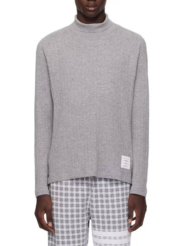 Raglan Roll Neck Virgin Wool Turtleneck Grey - THOM BROWNE - BALAAN 3