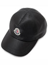 3B00015 5966Z 999 Logo Patch Leather Cap Black Hat TJ - MONCLER - BALAAN 1