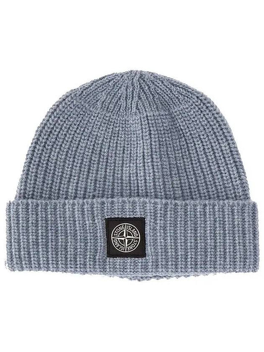 Waffen Logo Wool Beanie Navy - STONE ISLAND - BALAAN.