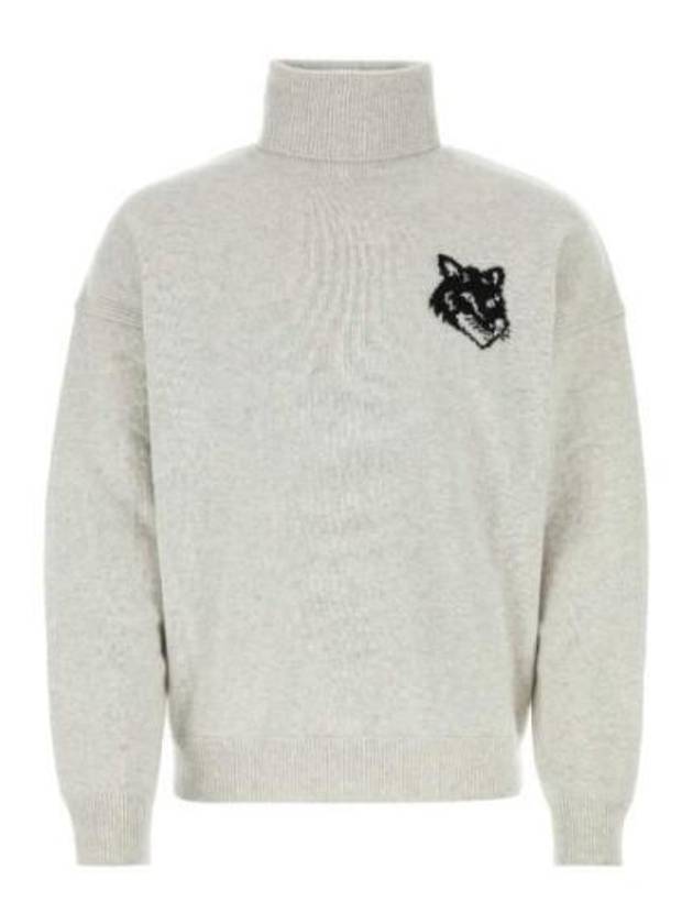 Fox Head Intarsia Comfort Turtleneck Light Grey - MAISON KITSUNE - BALAAN 2