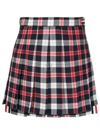 Women's Tartan Twill Mini Pleated Skirt Blue - THOM BROWNE - BALAAN 2