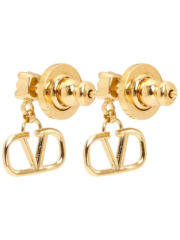 Metal Swarovski Crystal V Logo Earrings Gold White - VALENTINO - BALAAN 6