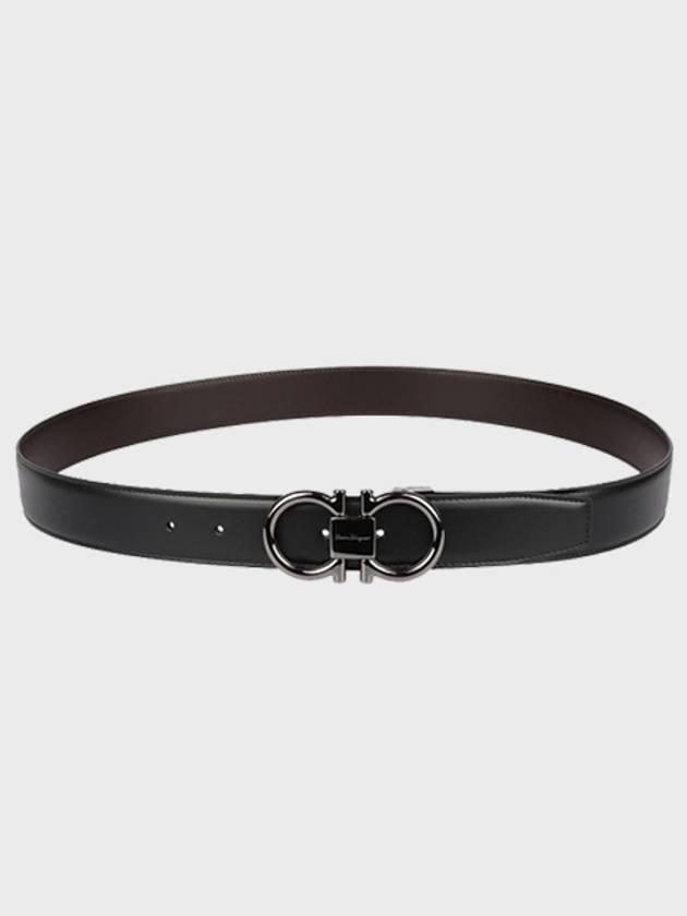 Gancini Reversible Adjustable Calfskin Leather Belt Black - SALVATORE FERRAGAMO - BALAAN 2