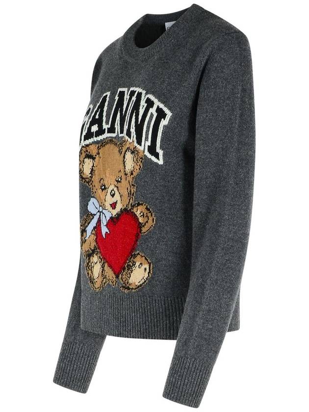 Graphic Bear Knit Top Grey - GANNI - BALAAN 3