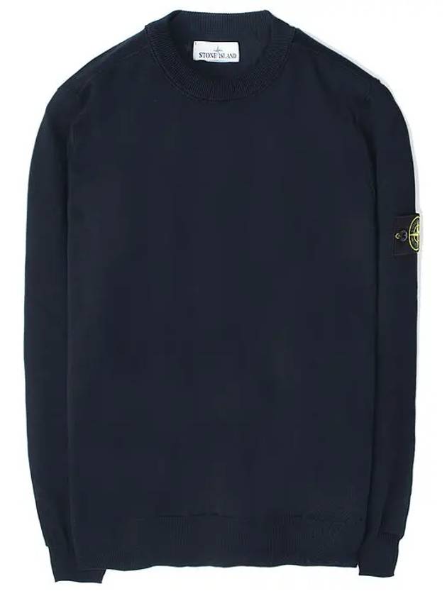 5100053 Soft Organic Cotton Small Roll Detail Crew Neck Knit Top Navy - STONE ISLAND - BALAAN 2